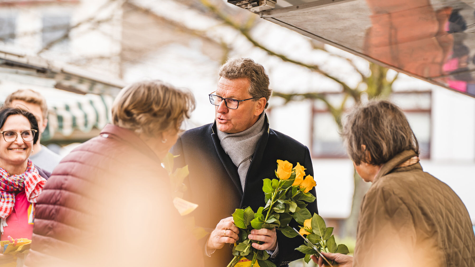 Bernd Buchholz, Spitzenkandidat der FDP Schleswig-Holstein, auf Wahlkampftour