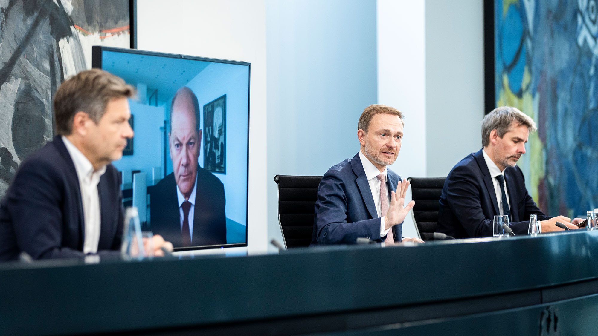 Pressekonferenz mit Lindner, Scholz Habeck