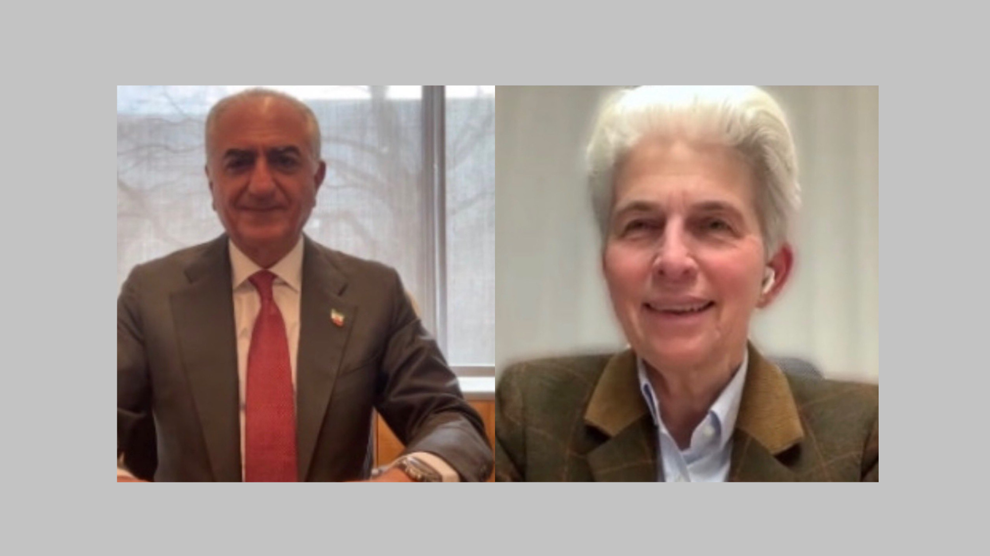 Reza Pahlavi im Videocall mit Marie-Agnes Strack-Zimmermann.
