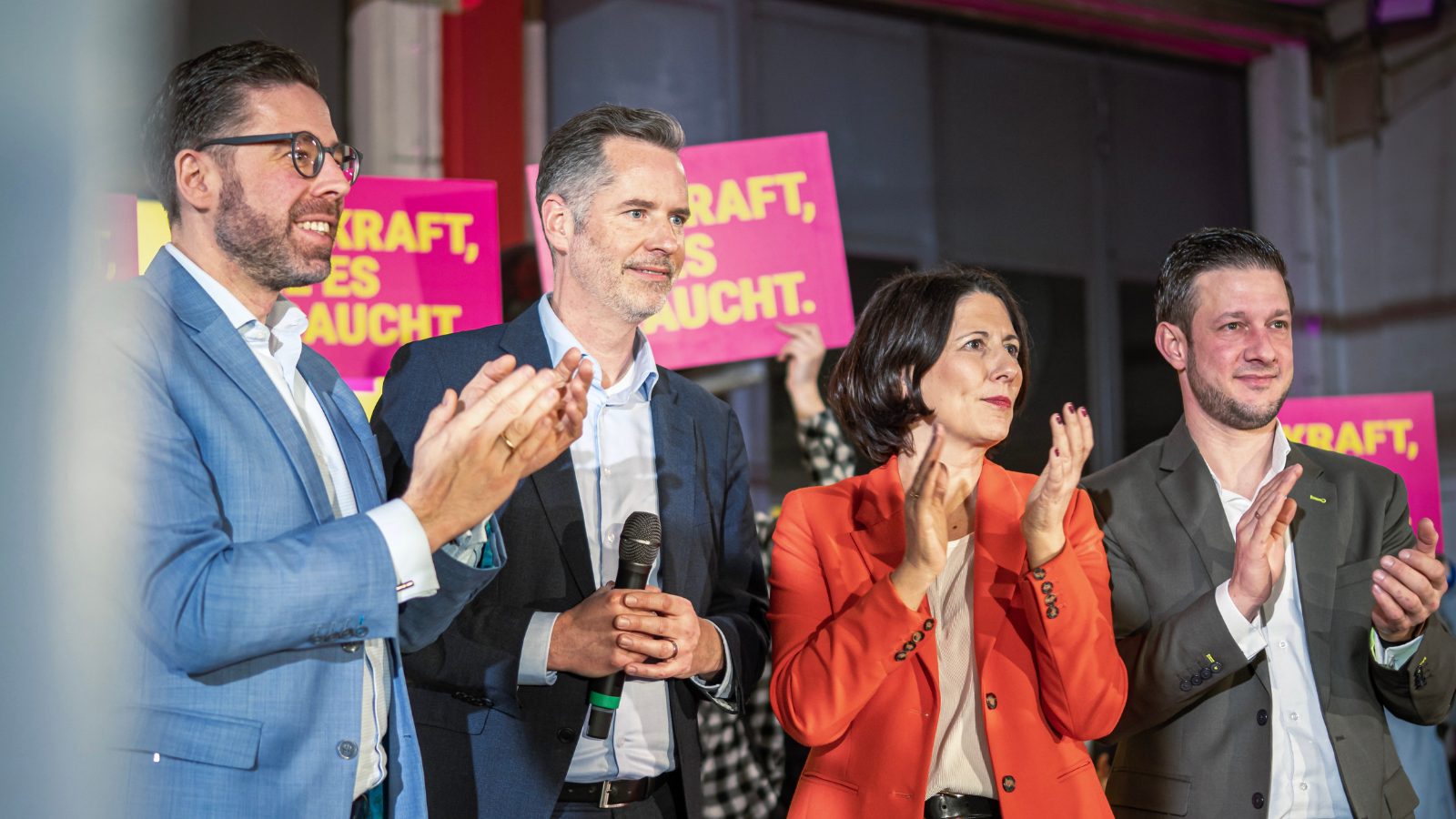 Fernis, Dürr und Schmitt beim Wahlkampfauftakt. 