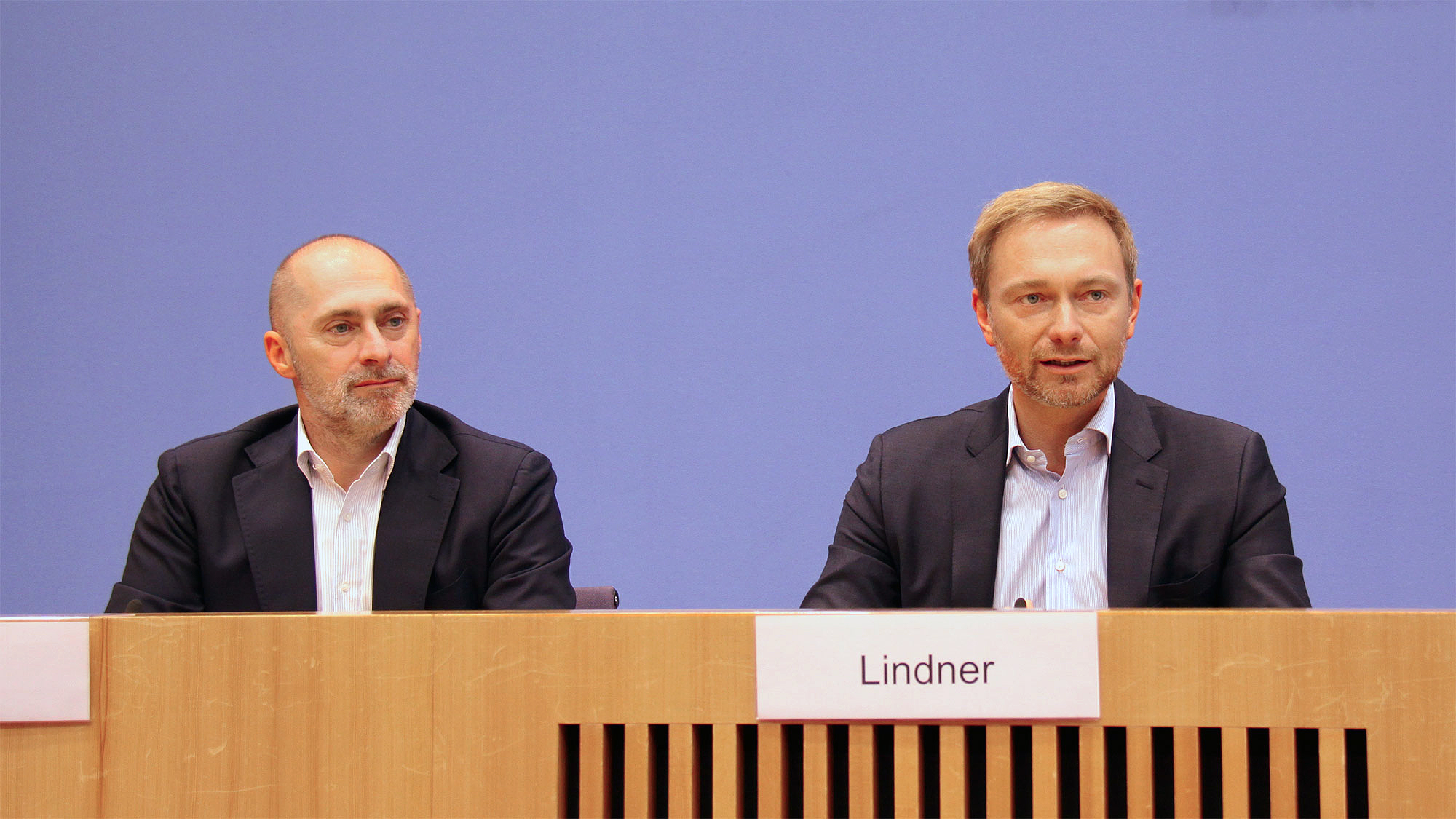 René Rock und Christian Lindner vor der Bundespressekonferenz