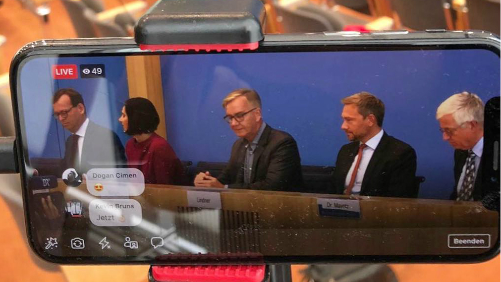 Katrin Göring-Eckhardt, Dietmar Bartsch und Christian Lindner vor der Presse