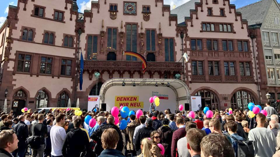 Wahlkampfveranstaltung am Frankfurter Römer