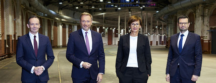 Unser Regierungsteam: Volker Wissing, Christian Lindner, Bettina Stark-Watzinger, Marco Buschmann