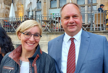 Anita Maaß, Vorsitzende der FDP Sachsen, und Dirk Hilbert, Oberbürgermeister von Dresden und FDP-Mitglied