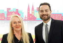 Thore Schäck, Spitzenkandidat der FDP Bremen, und Bettina Schiller, Listenplatz 2 für die Bürgerschaftswahl 2023
