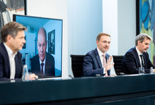 Pressekonferenz mit Lindner, Scholz Habeck