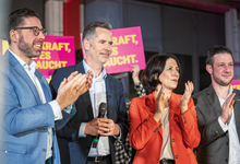 Fernis, Dürr und Schmitt beim Wahlkampfauftakt. 