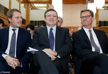 Bahr, Barroso und Westerwelle in Berlin