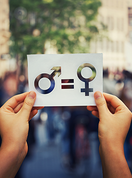 Gleichberechtigung: Schild mit Symbolen für Mann und Frau