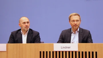 René Rock und Christian Lindner vor der Bundespressekonferenz