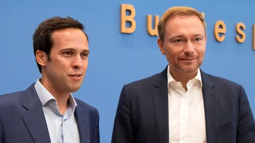 Martin Hagen und Christian Lindner vor der Bundespressekonferenz